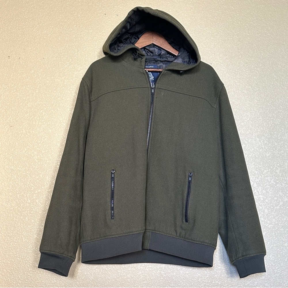 Men’s Wool Blend Olive Zip-Up jacket